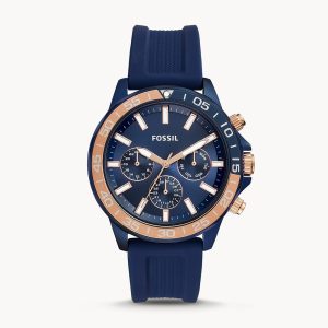 Fossil Men’s Quartz Silicone Strap Blue Dial 45mm Watch BQ2498