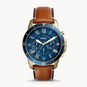 Fossil Men’s Quartz Leather Strap Blue Dial 44mm Watch FS5268