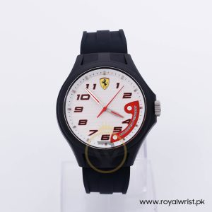 Ferrari Men’s Quartz Black Silicone Strap White Dial 44mm Watch 0830093