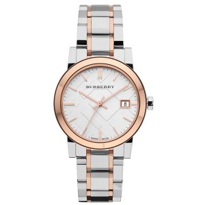 Burberry Women's Swiss Made Stainless Steel Two Tone Silver Dial 34mm Watch BU9105