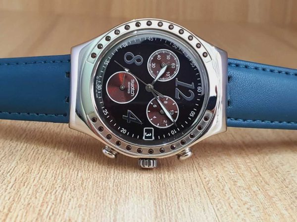 Swatch Men’s Chronograph Quartz Swiss Made Brown Dial 40mm Watch YCS526G