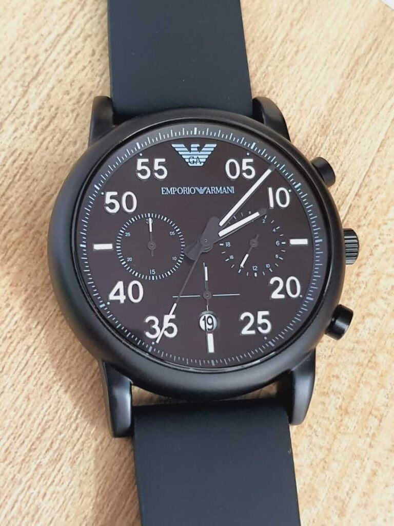 Emporio Armani Men's Chronograph Quartz Leather Strap Black 43mm Watch ...