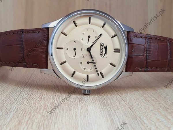 Slazenger Men’s Chronograph Quartz Leather Strap Brown Dial 43mm Watch SL96153201