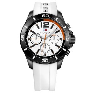 Tommy Hilfiger Men’s Quartz White Silicone Strap White Dial 46mm Watch 1791146
