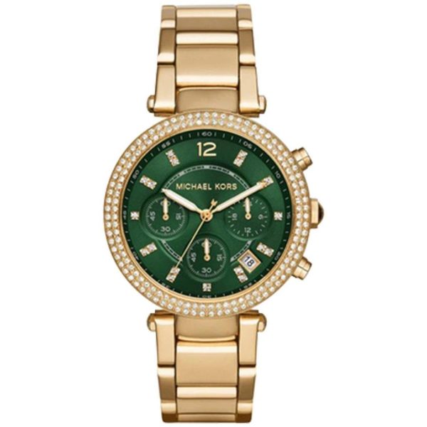 Michael Kors Women’s Quartz Chronograph Stainless Steel Green Dial 38mm Watch MK6263