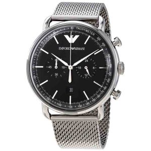 Emporio Armani Men’s Chronograph Stainless Steel Black Dial 43mm Watch AR11104