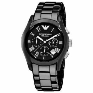Emporio Armani Men’s Chronograph Quartz Ceramic Chain Black Dial 43mm Watch AR1400