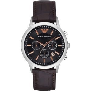 Emporio Armani Men’s Chronograph Quartz Leather Strap Grey Dial 43mm Watch AR2513