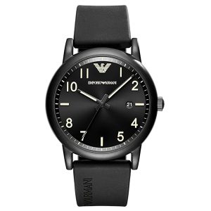 Emporio Armani Men's Quartz Silicone Strap Black Dial 43mm Watch AR11071