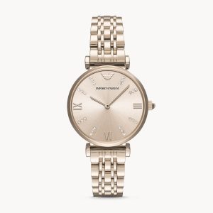 Emporio Armani Women’s Analog Stainless Steel Rose Gold Dial 32mm Watch AR11059