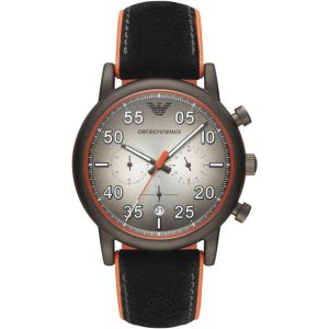 Emporio Armani Men’s Chronograph Quartz Leather Strap Grey Dial 43mm Watch AR11174