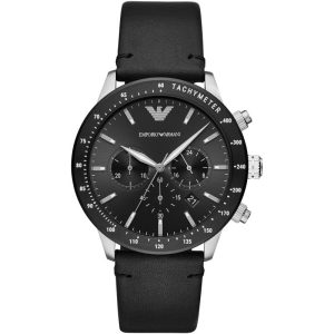 Emporio Armani Men’s Chronograph Quartz Leather Strap Black Dial 43mm Watch AR11243