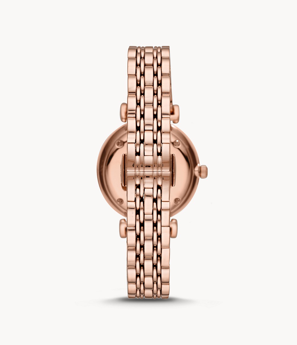 Emporio Armani Women's Quartz Rose Gold Stainless Steel Silver Crystal Pave  Dial 32mm Watch AR11244 