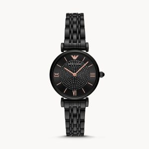 Emporio Armani Women’s Analog Stainless Steel Black Dial 32mm Watch AR11245