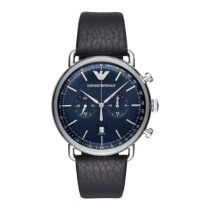 Emporio Armani Men’s Chronograph Quartz Leather Strap Blue Dial 43mm Watch AR11105