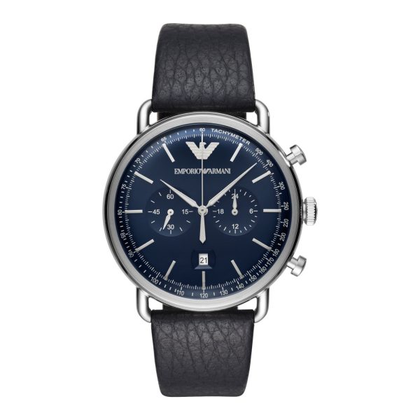 Emporio Armani Men’s Chronograph Quartz Leather Strap Blue Dial 43mm Watch AR11105