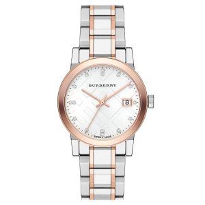 Burberry Women’s Swiss Made Two-Tone Stainless Steel Silver Dial 34mm Watch BU9127