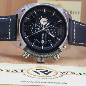 Diesel Men’s Chronograph Quartz Leather Strap Black Dial 49mm Watch DZ4341