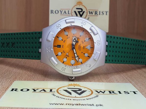 Swatch Kids Swiss Made Quartz Silicone Strap Orange Dial 44mm Watch YDS4002