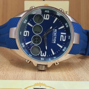 Reaction Kenneth Cole New York Men’s Digital-Analog Dual Dial Display Blue Silicone Strap 50mm Watch RK50276005