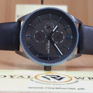 Kenneth Cole Men’s Analog Quartz Black Leather Strap 42mm Watch KCNY0760010