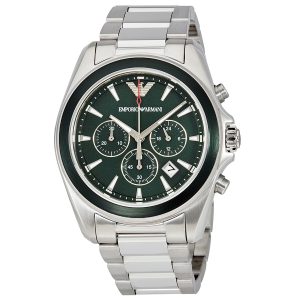 Emporio Armani Men’s Chronograph Quartz Stainless Steel Green Dial 43mm Watch AR6090