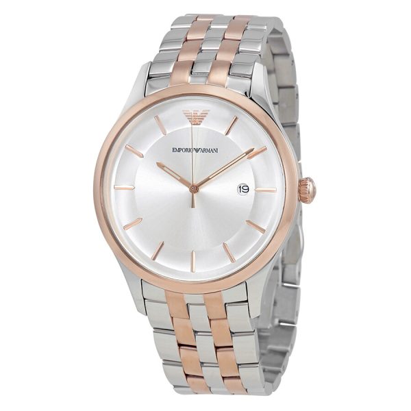 Emporio Armani Men’s Quartz Two Tone Stainless Steel Silver Dial 43mm Watch AR11044