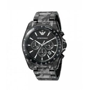Emporio Armani Mens Quartz Analog Stainless Steel Black Dial 43mm Watch AR11027