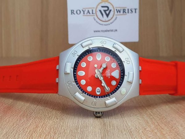 Swatch Kids Swiss Made Quartz Red Dial 44mm Watch YDS4008