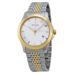 Gucci Unisex Swiss Made Quartz Stainless Steel Silver Dial 38mm Watch YA126409