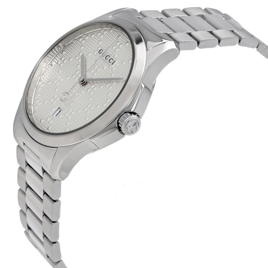 Gucci Unisex Swiss Made Quartz Stainless Steel Silver Dial 38mm Watch  YA126459 