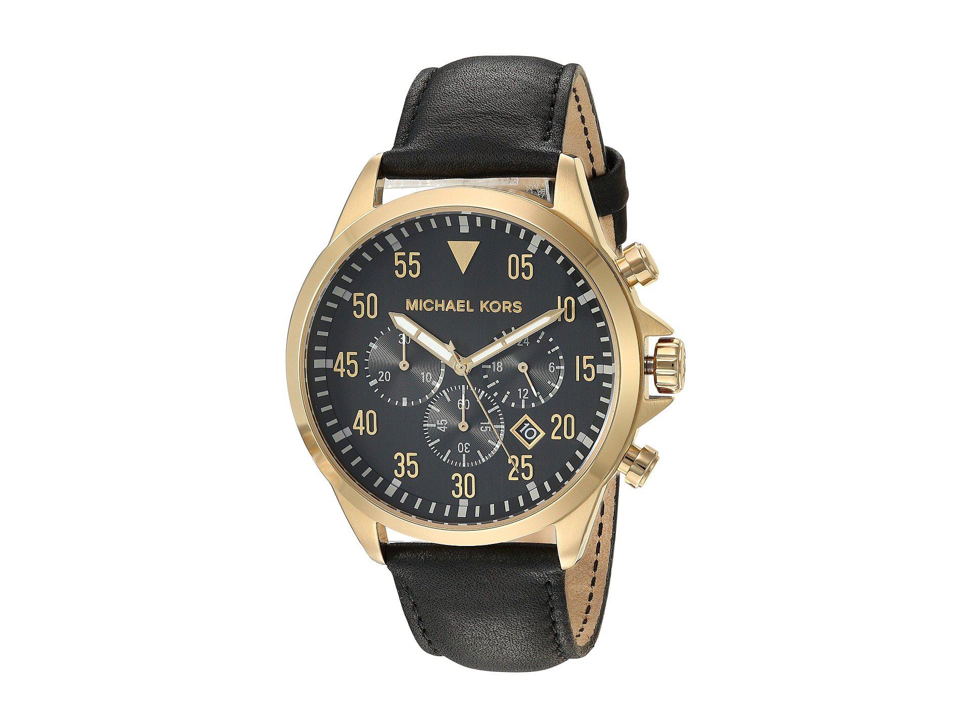 Michael Kors Mens Chronograph Quartz Leather Strap Black Dial 45mm Watch  MK8618  Royalwristpk