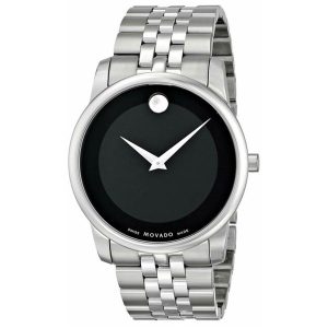 Movado Men's Swiss Made Quartz Stainless Steel Black Dial 40mm Watch 0606504