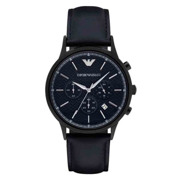 Emporio Armani Men’s Chronograph Quartz Leather Strap Blue Dial 43mm Watch AR2481