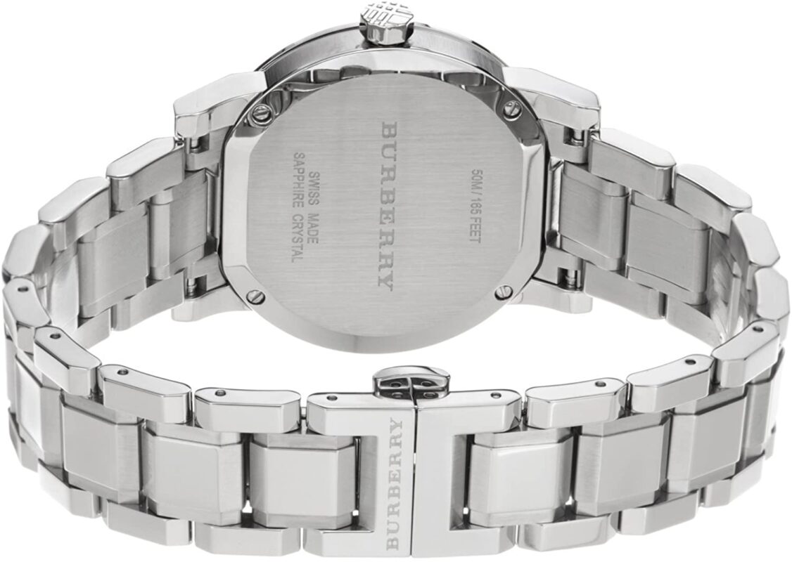 Burberry Women’s Swiss Made Stainless Steel Silver Dial 34mm Watch ...