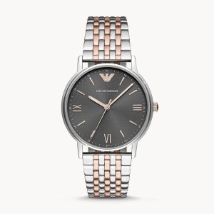 Emporio Armani Men's Analog Two-Tone Stainless Steel Black Dial 41mm Watch AR11121