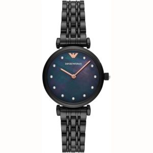 Emporio Armani Women's Analog Stainless Steel Black Dial 32mm Watch AR11268