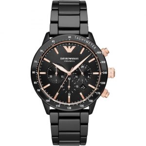 Emporio Armani Men's Quartz Black Ceramic Black Dial 43mm Watch AR70002