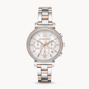 Michael Kors Women’s Chronograph Quartz Stainless Steel White Dial 39mm Watch MK6558