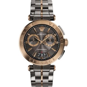 Versace Men’s Quartz Swiss Made Stainless Steel Black Dial 45mm Watch VBR050017