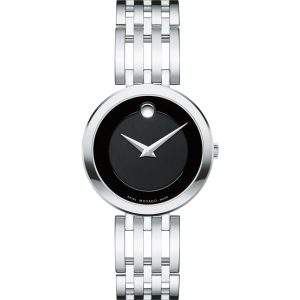 Movado Women’s Quartz Swiss Made Stainless Steel Black Dial 28mm Watch 0607051