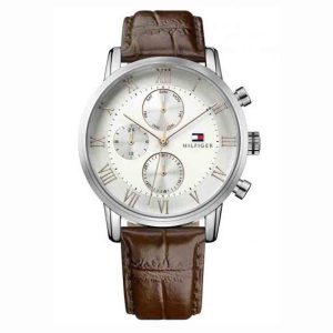 Tommy Hilfiger Men’s Quartz Leather Strap White Dial 44mm Watch 1791400