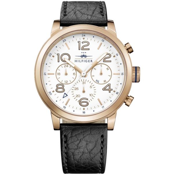Tommy Hilfiger Men’s Quartz Leather Strap White Dial 46mm Watch 1791236