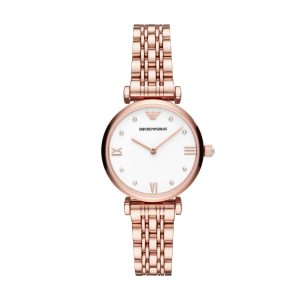 Emporio Armani Women's Rose Gold Stainless Steel White Dial 32mm Watch AR11267