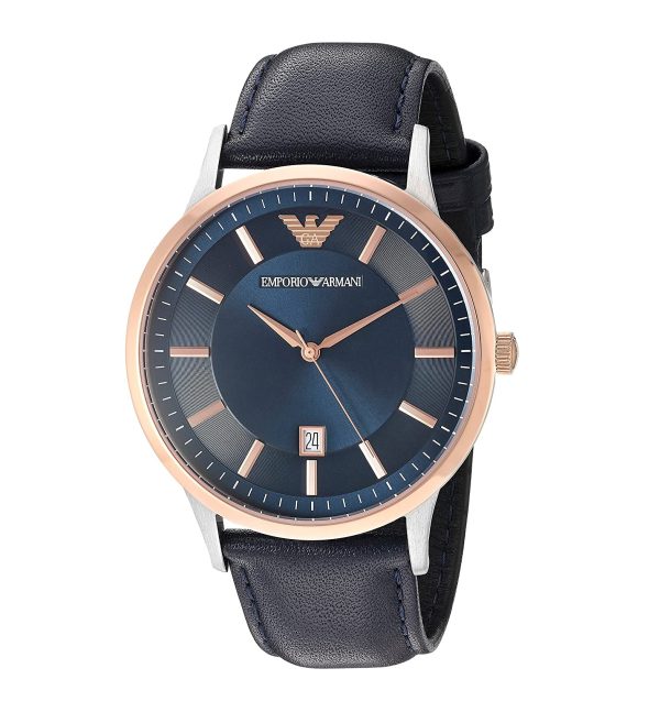 Emporio Armani Men’s Quartz Leather Strap Blue Dial 43mm Watch AR2506