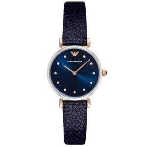 Emporio Armani Women’s Quartz Leather Strap Blue Dial 33mm Watch AR1989