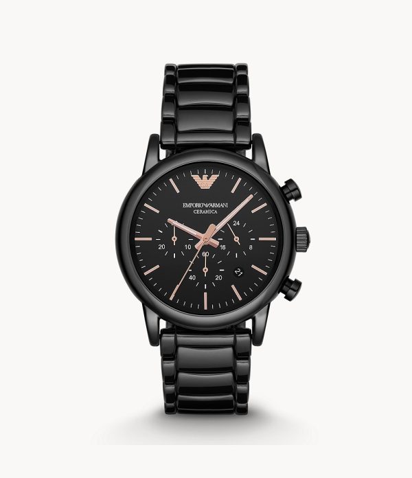 Emporio Armani Men’s Chronograph Quartz Stainless Steel Black Dial 43mm Watch AR1509