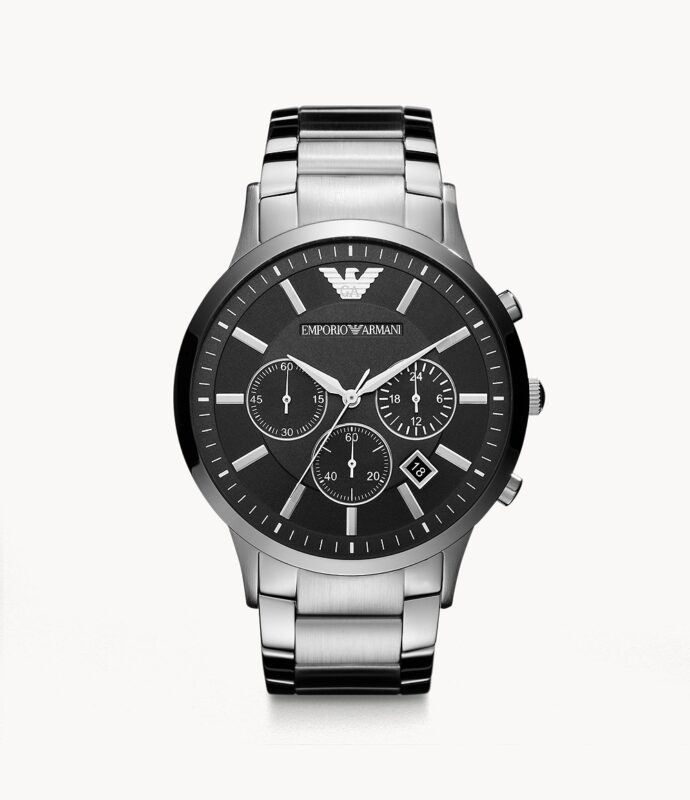 Emporio Armani Men’s Quartz Stainless Steel Black Dial 46mm Watch ...