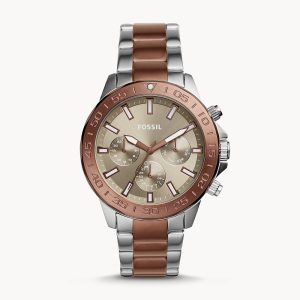 Fossil Men’s Chronograph Stainless Steel Brown Dial 45mm Watch BQ2502
