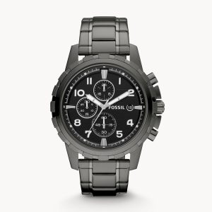 Fossil Men’s Chronograph Quartz Stainless Steel Black Dial 45mm Watch FS4721